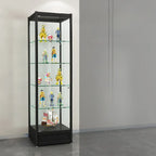 Adjustable Black Metal Shelf Glass Display Cabinet