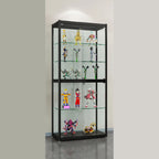 Adjustable Black Metal Shelf Glass Display Cabinet