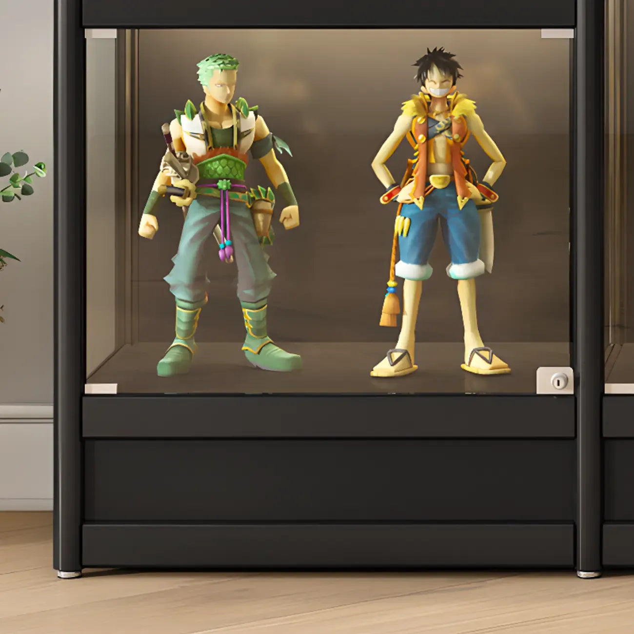 Adjustable Black Metal Shelf Glass Display Cabinet