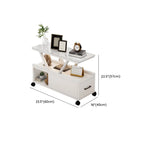 Grey Sintered Stone Top Rectangular Mobile Side Table with Storage
