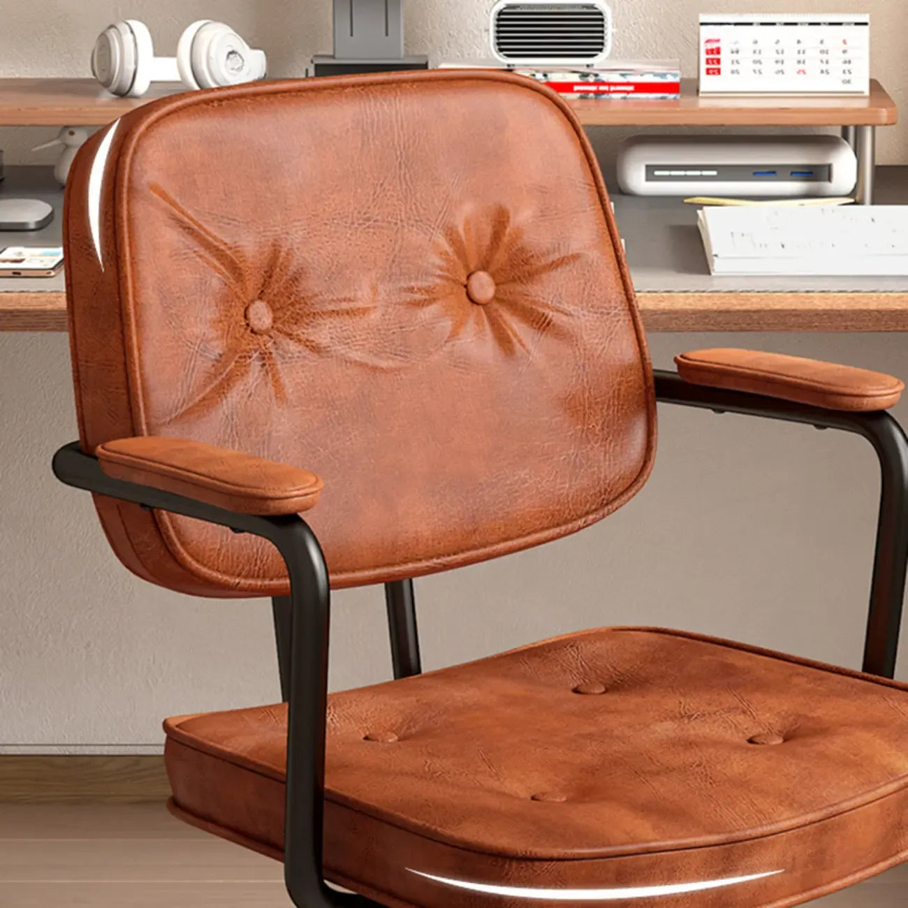 Adjustable Button-Tufted Upholstered Ergonomic Office Chair