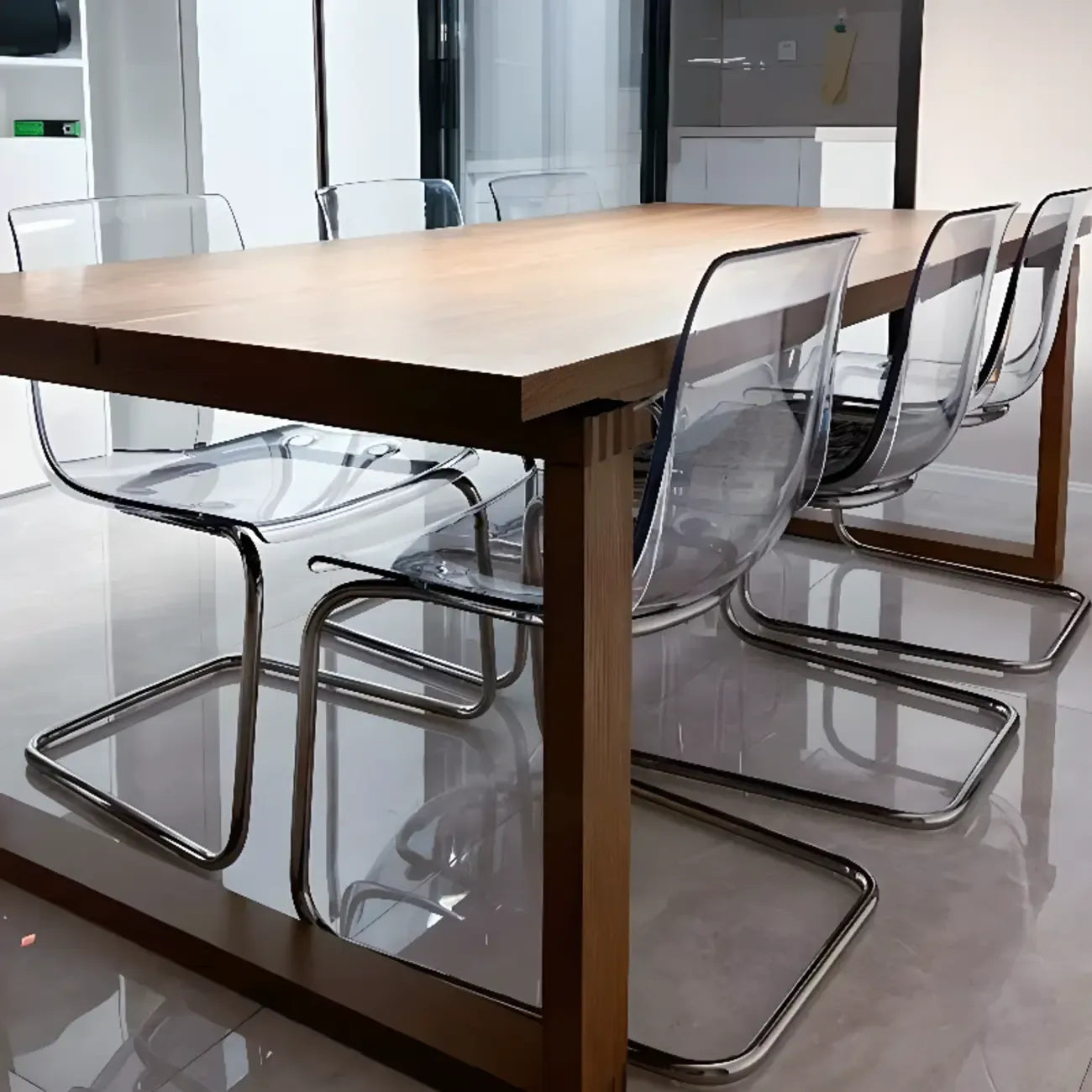 Modern Solid Back Armless Acrylic Dining Chairs