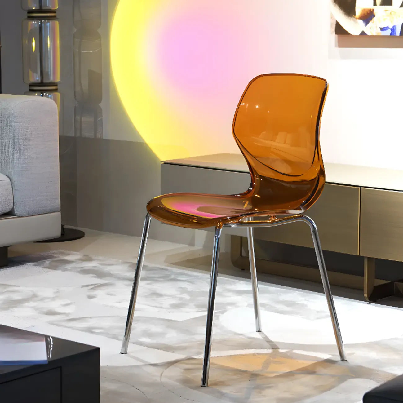 Modern Wingback Plastic Acrylic Dining Chair