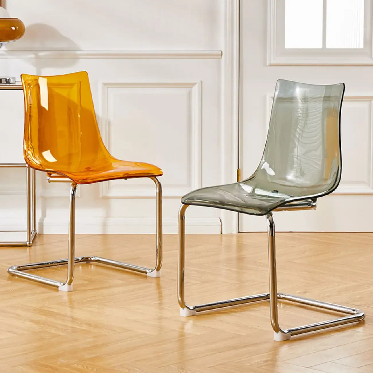 Modern Armless Plastic & Acrylic Dining Chair