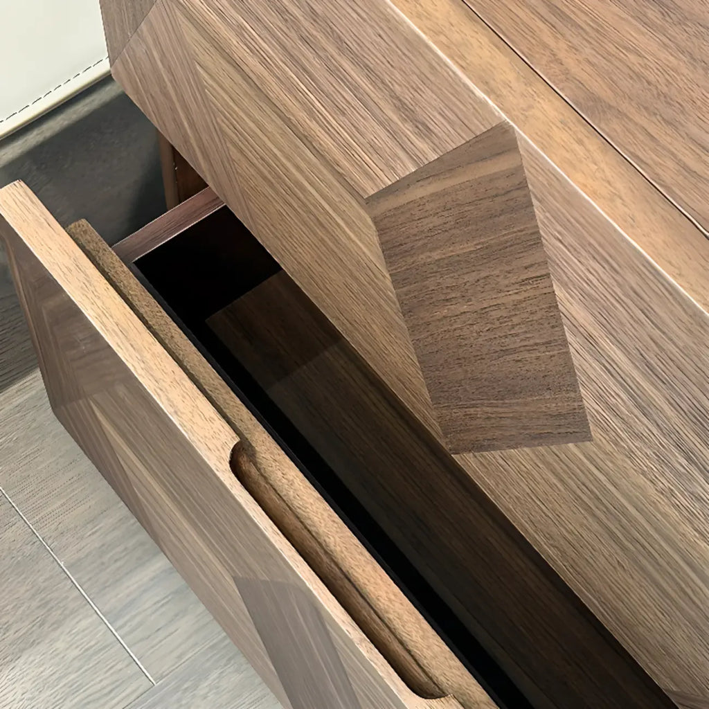 Elegant Nut Brown Narrow 2-drawer Wood Nightstand
