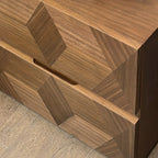 Elegant Nut Brown Narrow 2-drawer Wood Nightstand