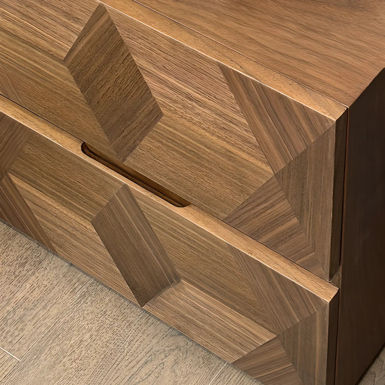 Elegant Nut Brown Narrow 2-drawer Wood Nightstand