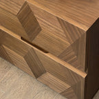 Elegant Nut Brown Narrow 2-drawer Wood Nightstand