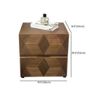 Elegant Nut Brown Narrow 2-drawer Wood Nightstand