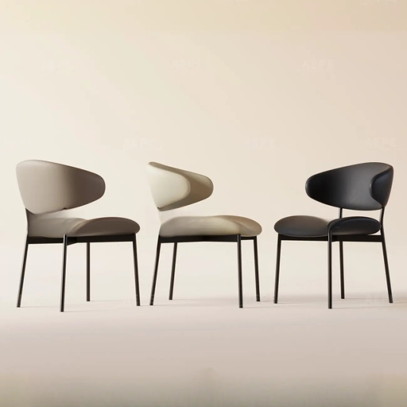 Contemporary Upholstered Curved Armless Dining Chairs