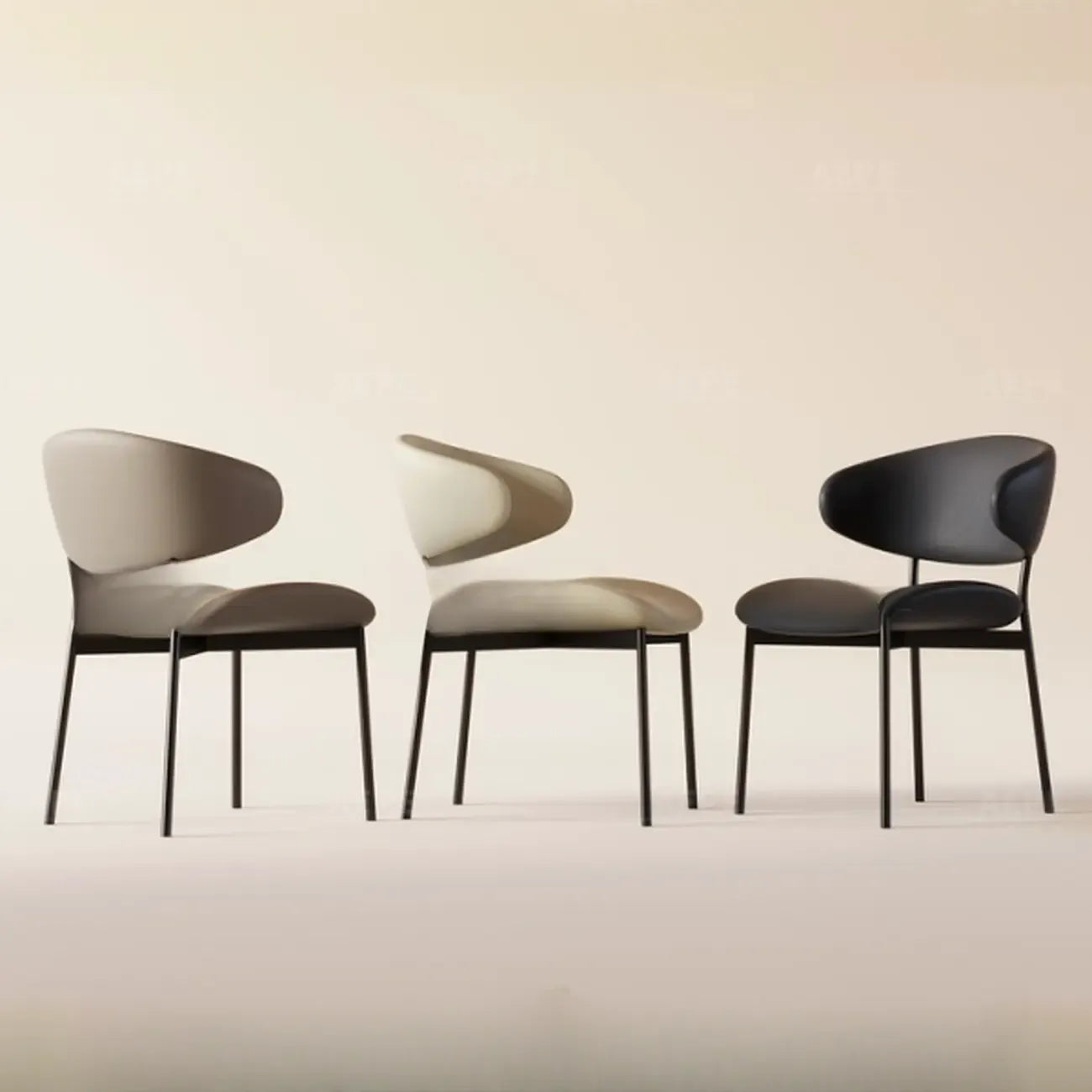 Contemporary Upholstered Curved Armless Dining Chairs