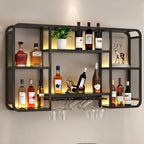 Alloy Wall Mount Open Wine Holder Bottle with Shelf