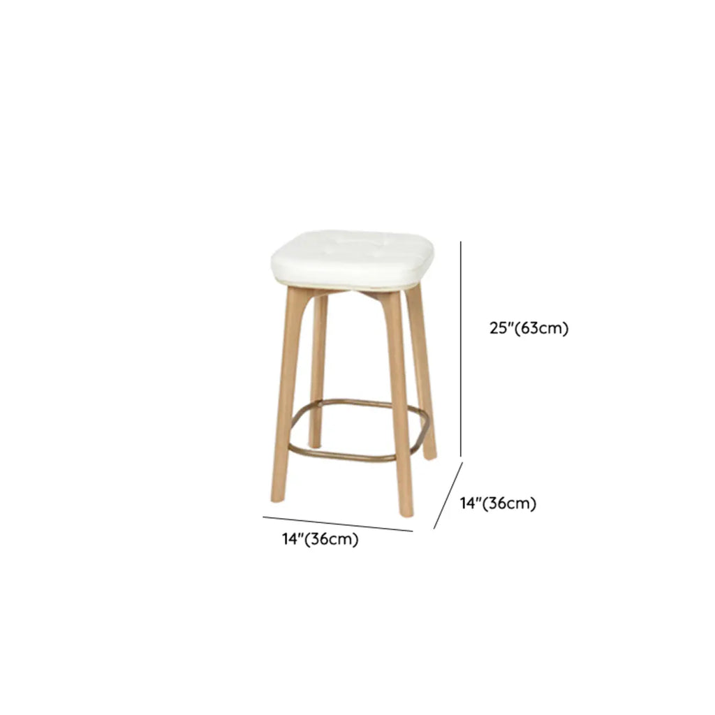 Rustic Brown Square Leather Wooden Bar Stools with Backs