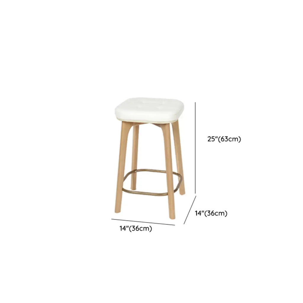 Rustic Brown Square Leather Wooden Bar Stools with Backs