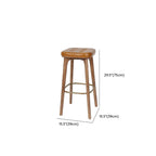 Rustic Brown Square Leather Wooden Bar Stools with Backs