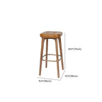 Rustic Brown Square Leather Wooden Bar Stools with Backs