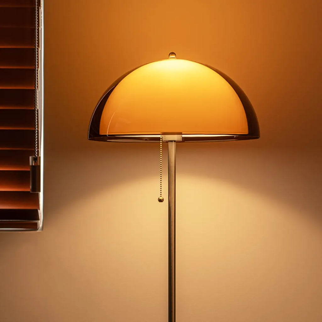 Art Deco Orange Dome Floor Lamp Acrylic