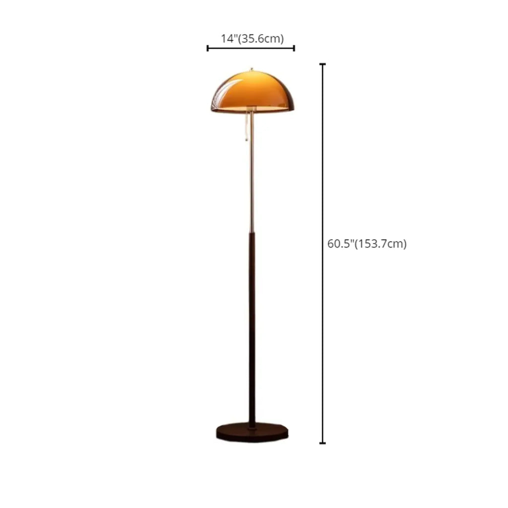 Art Deco Orange Dome Floor Lamp Acrylic