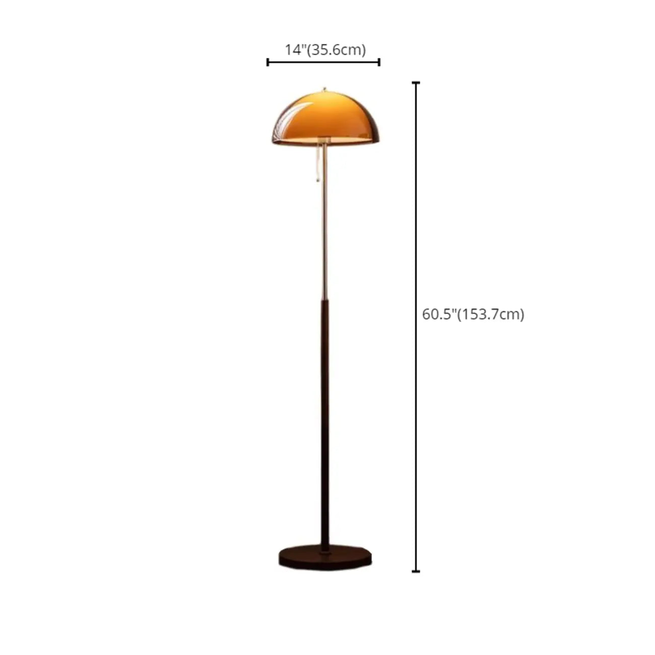Art Deco Orange Dome Floor Lamp Acrylic