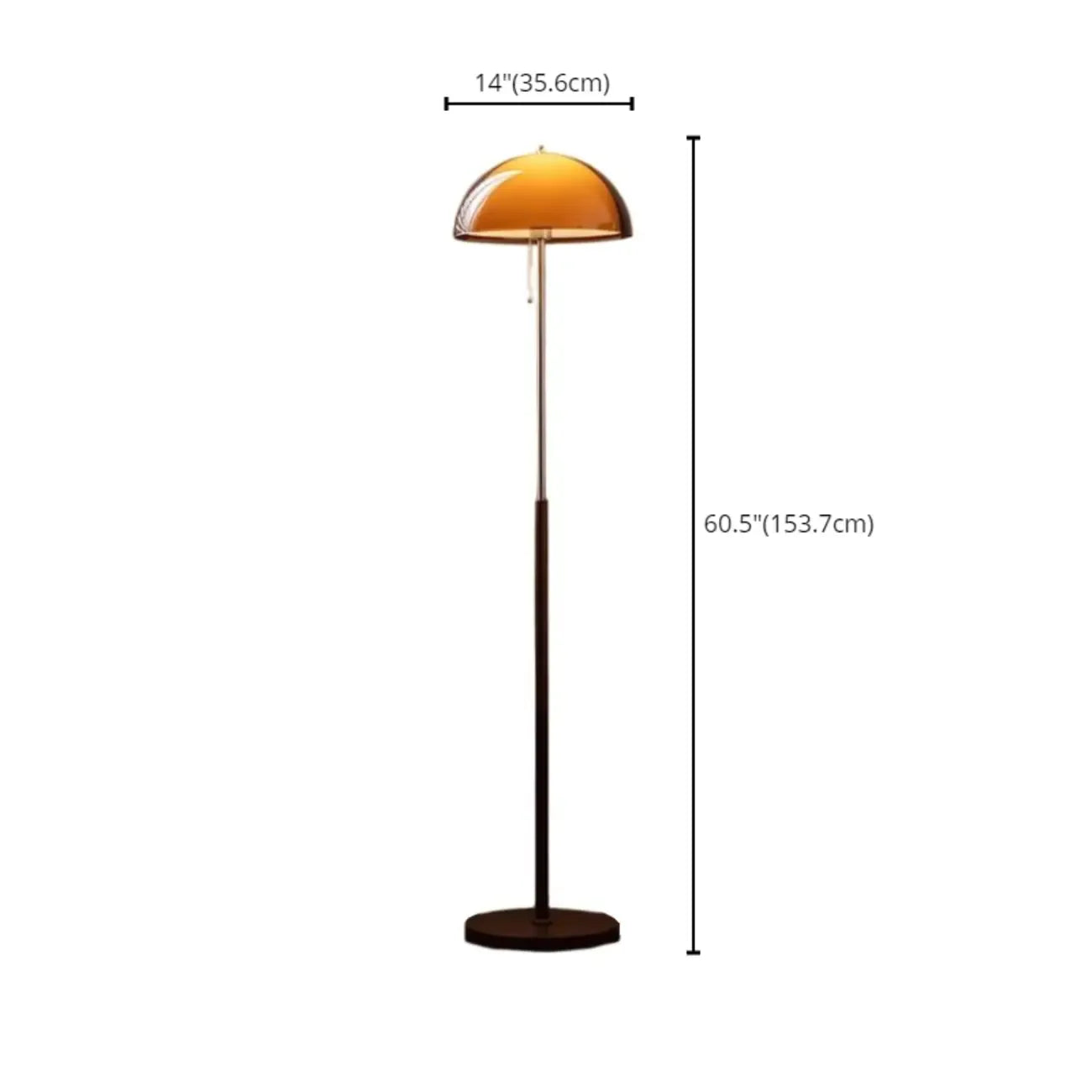 Art Deco Orange Dome Floor Lamp Acrylic