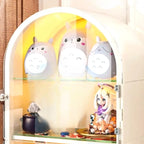 Narrow Adjustable White Metal Glass Corner Display Cabinet