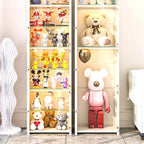 Narrow Adjustable White Metal Glass Corner Display Cabinet