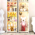 Narrow Adjustable White Metal Glass Corner Display Cabinet