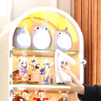 Narrow Adjustable White Metal Glass Corner Display Cabinet