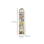 Narrow Adjustable White Metal Glass Corner Display Cabinet