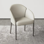 Art Deco Low Back Leather Dining Chair with Arms