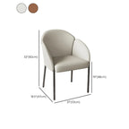 Art Deco Low Back Leather Dining Chair with Arms