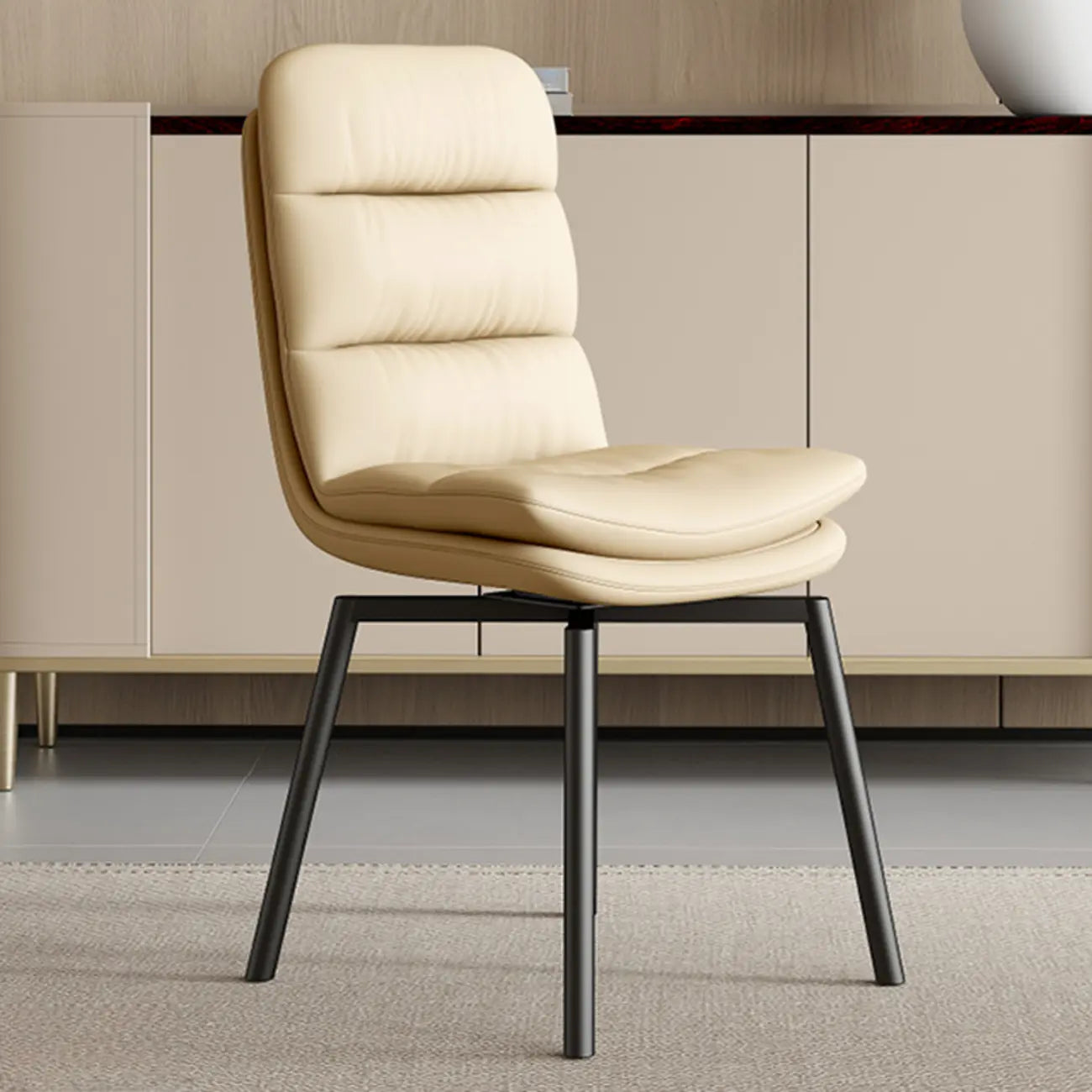 Art Deco Faux Leather Swivel Dining Chair