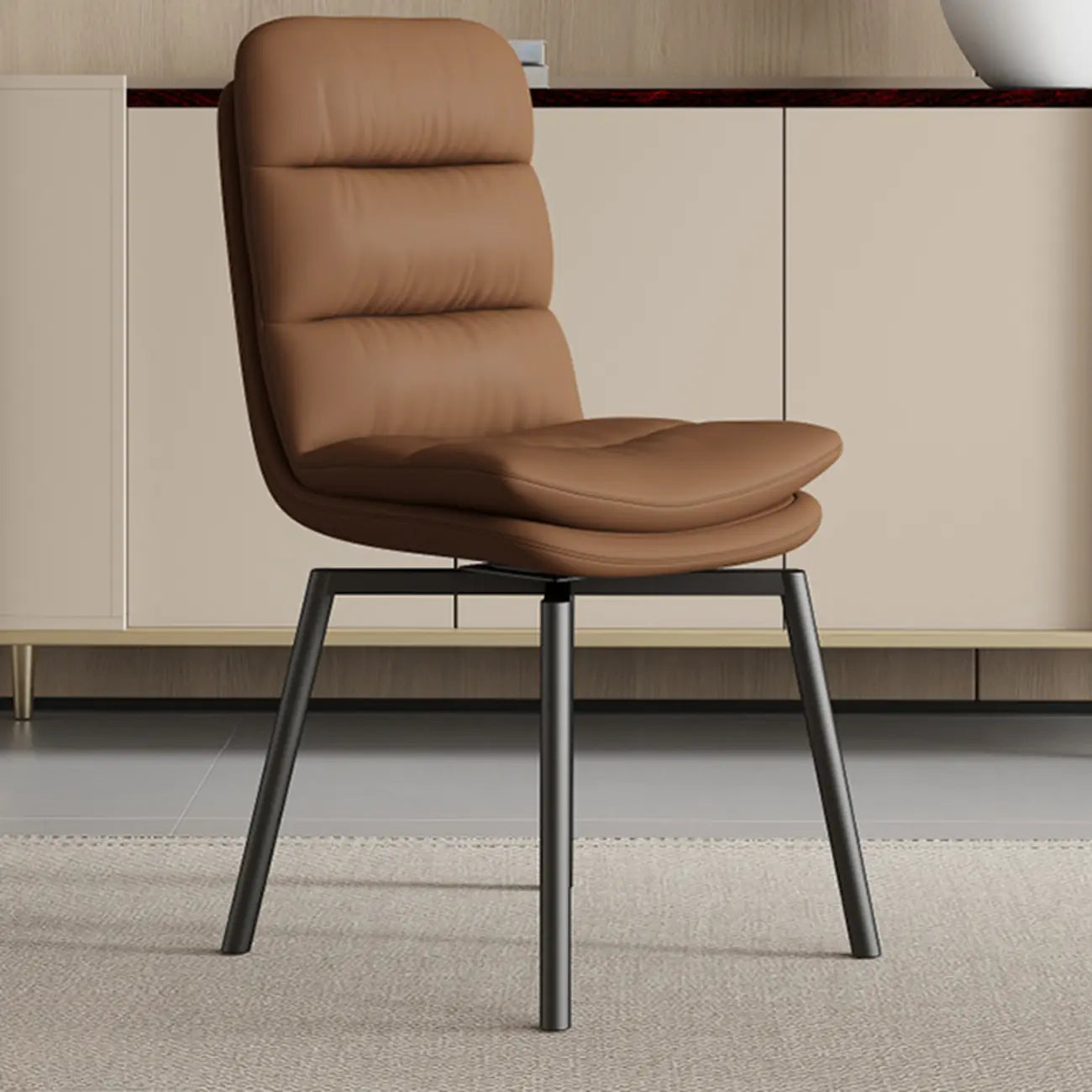 Art Deco Faux Leather Swivel Dining Chair
