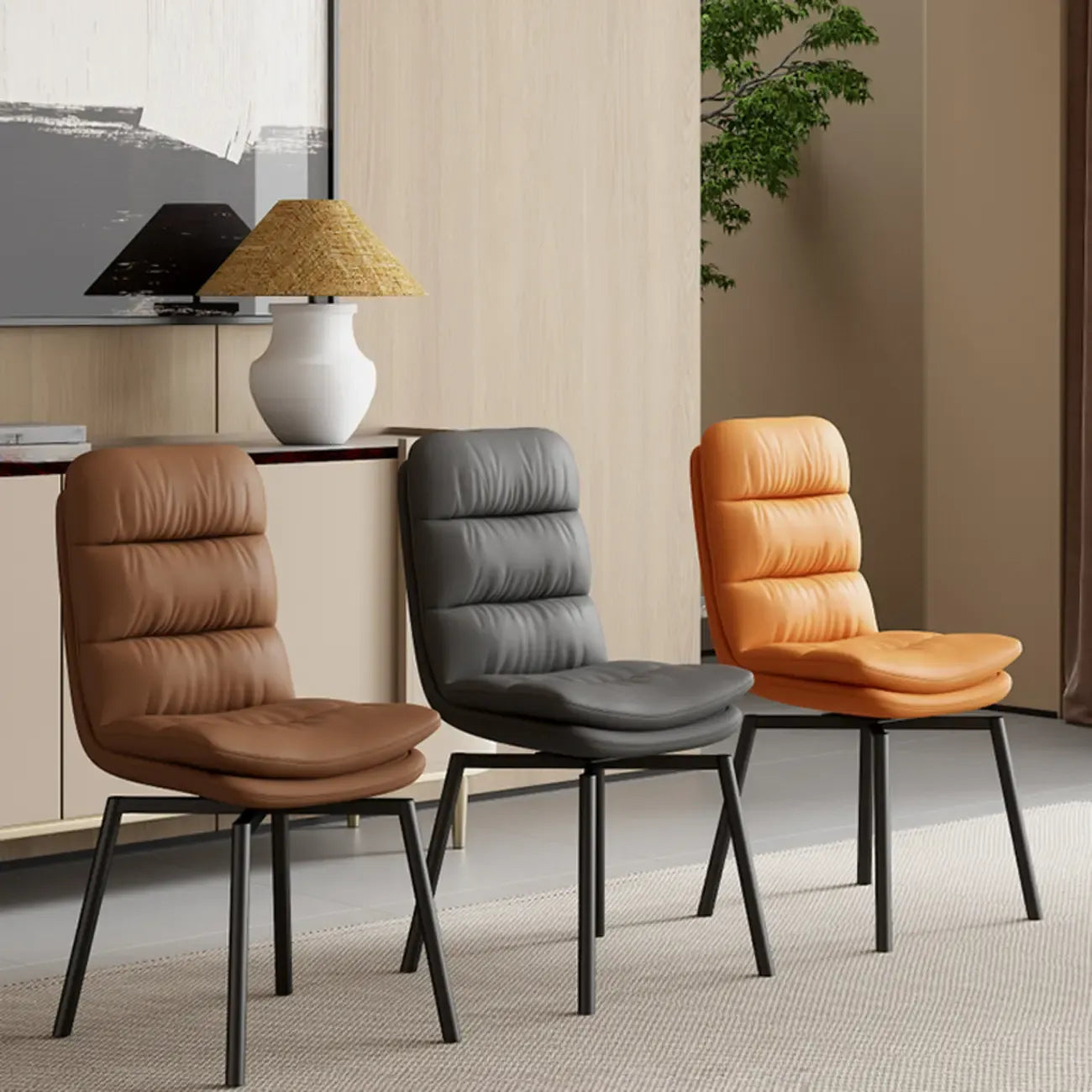 Art Deco Faux Leather Swivel Dining Chair