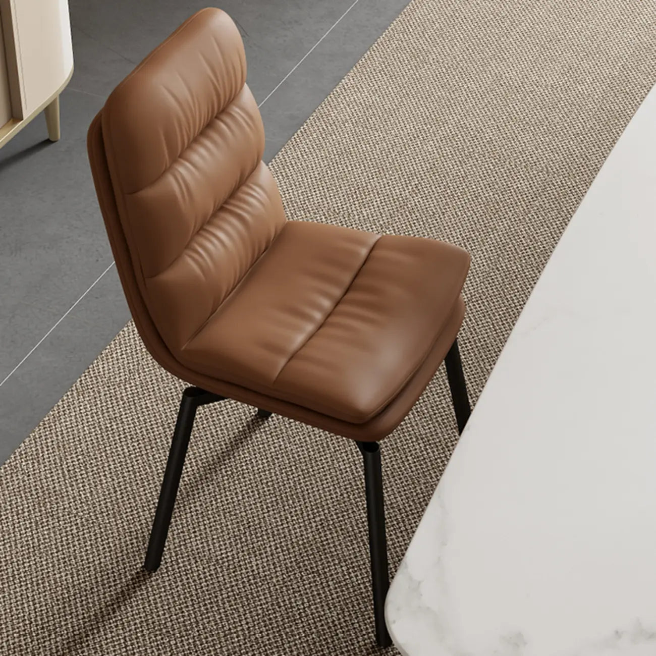 Art Deco Faux Leather Swivel Dining Chair