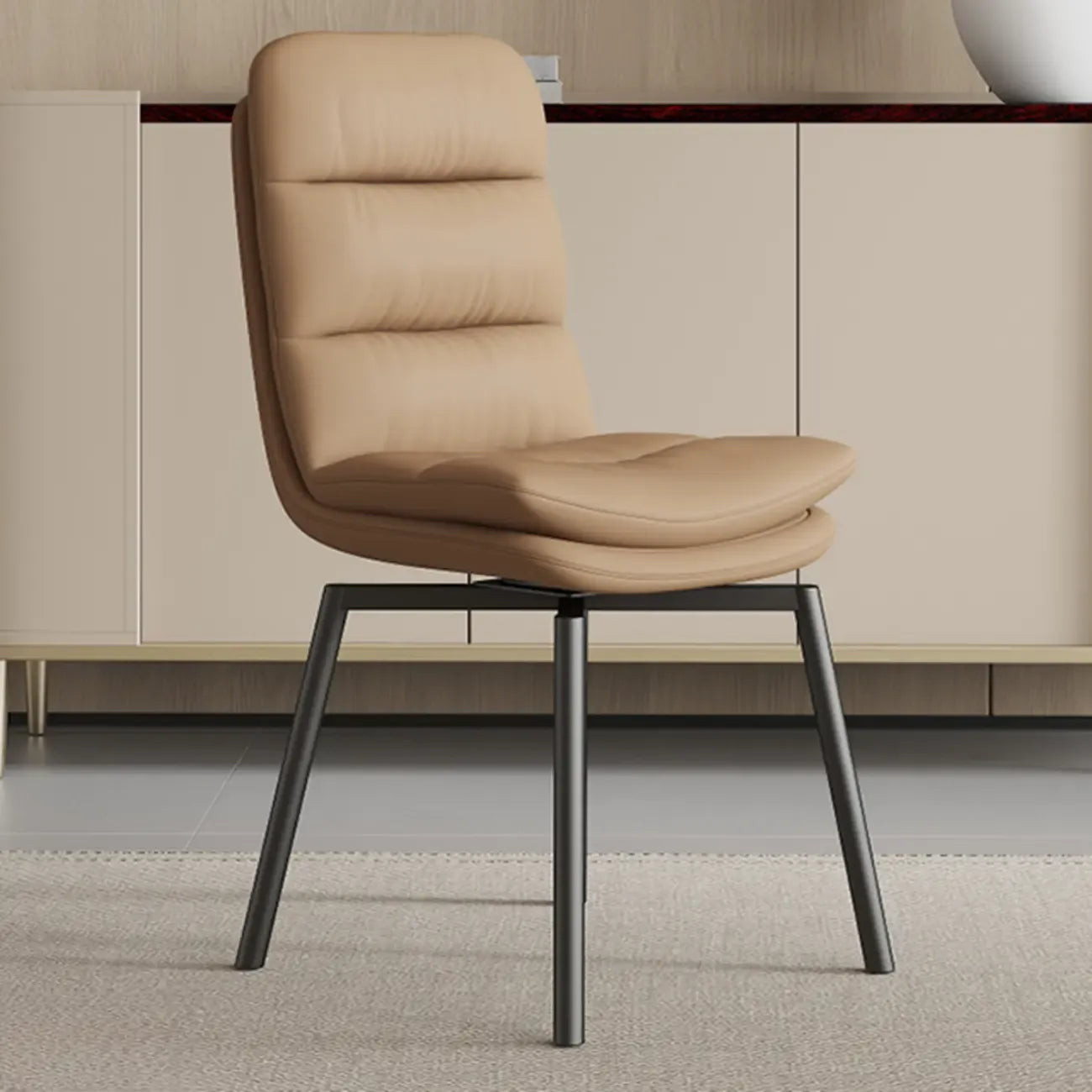 Art Deco Faux Leather Swivel Dining Chair
