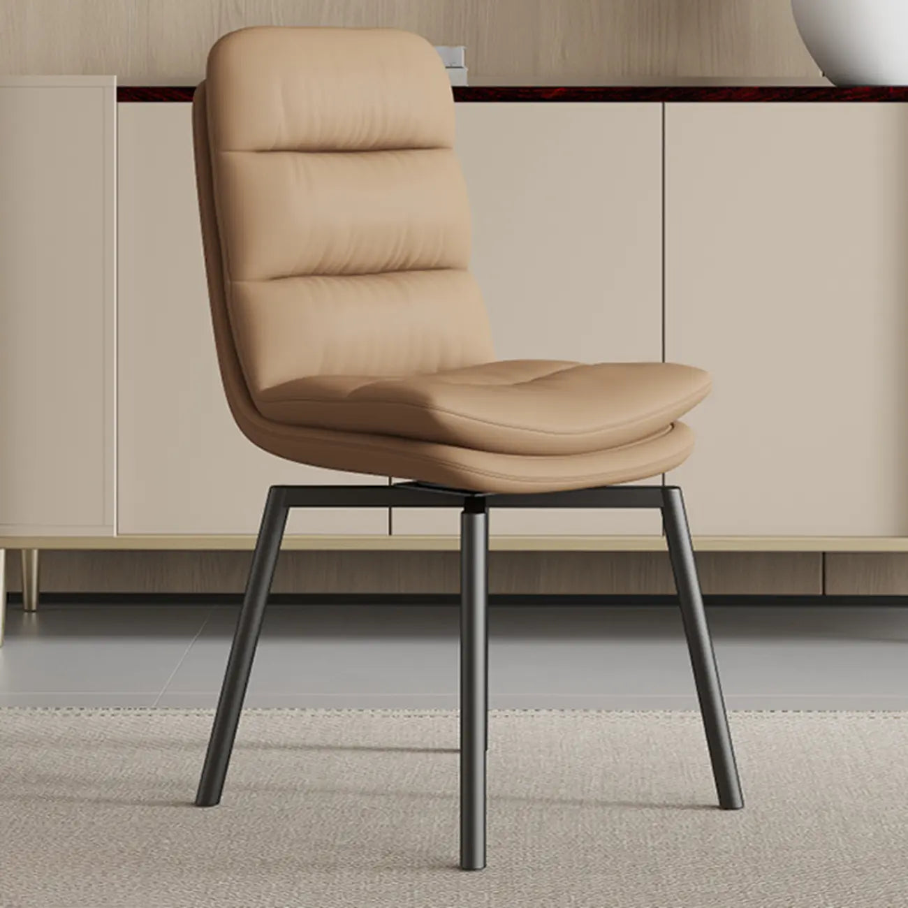 Art Deco Faux Leather Swivel Dining Chair