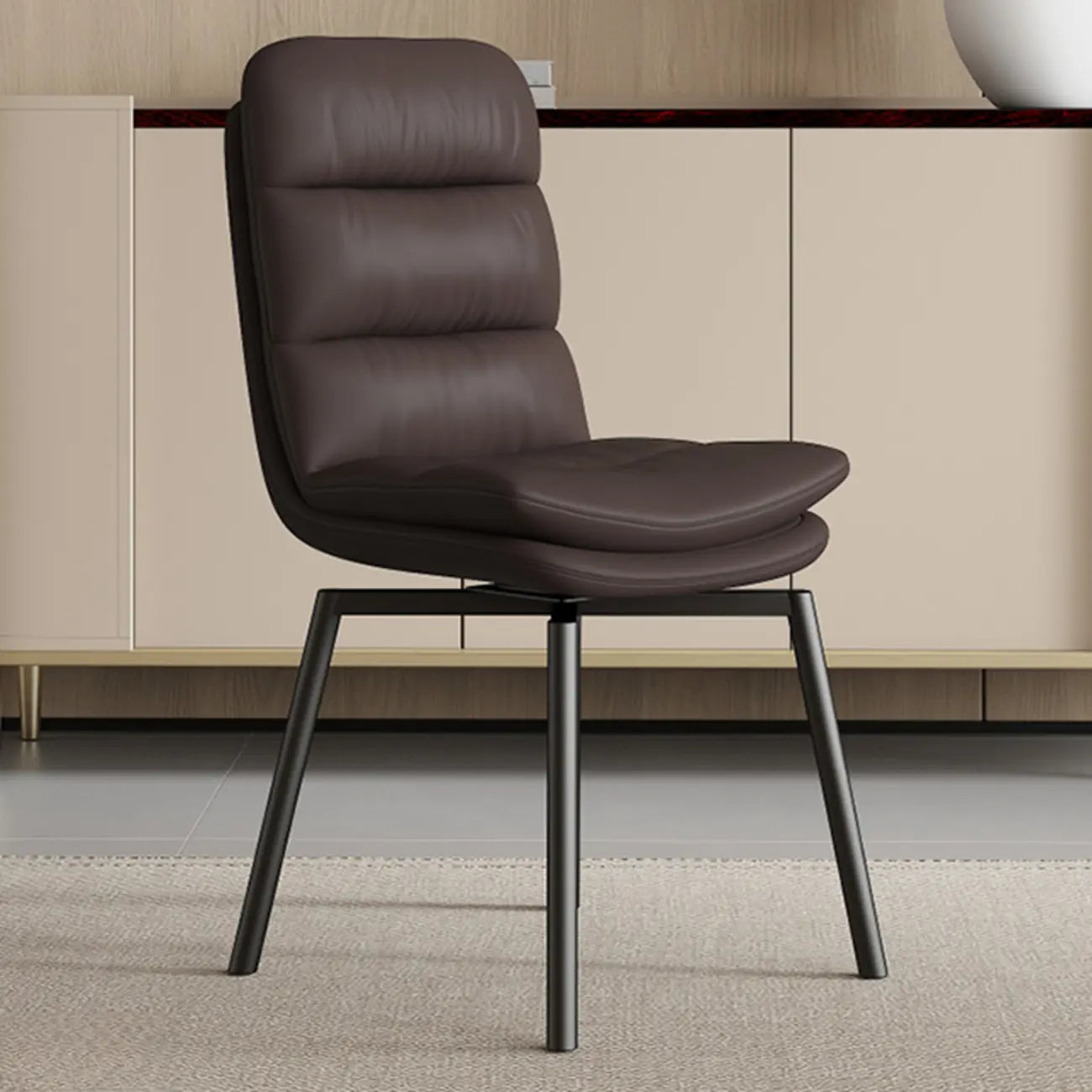 Art Deco Faux Leather Swivel Dining Chair