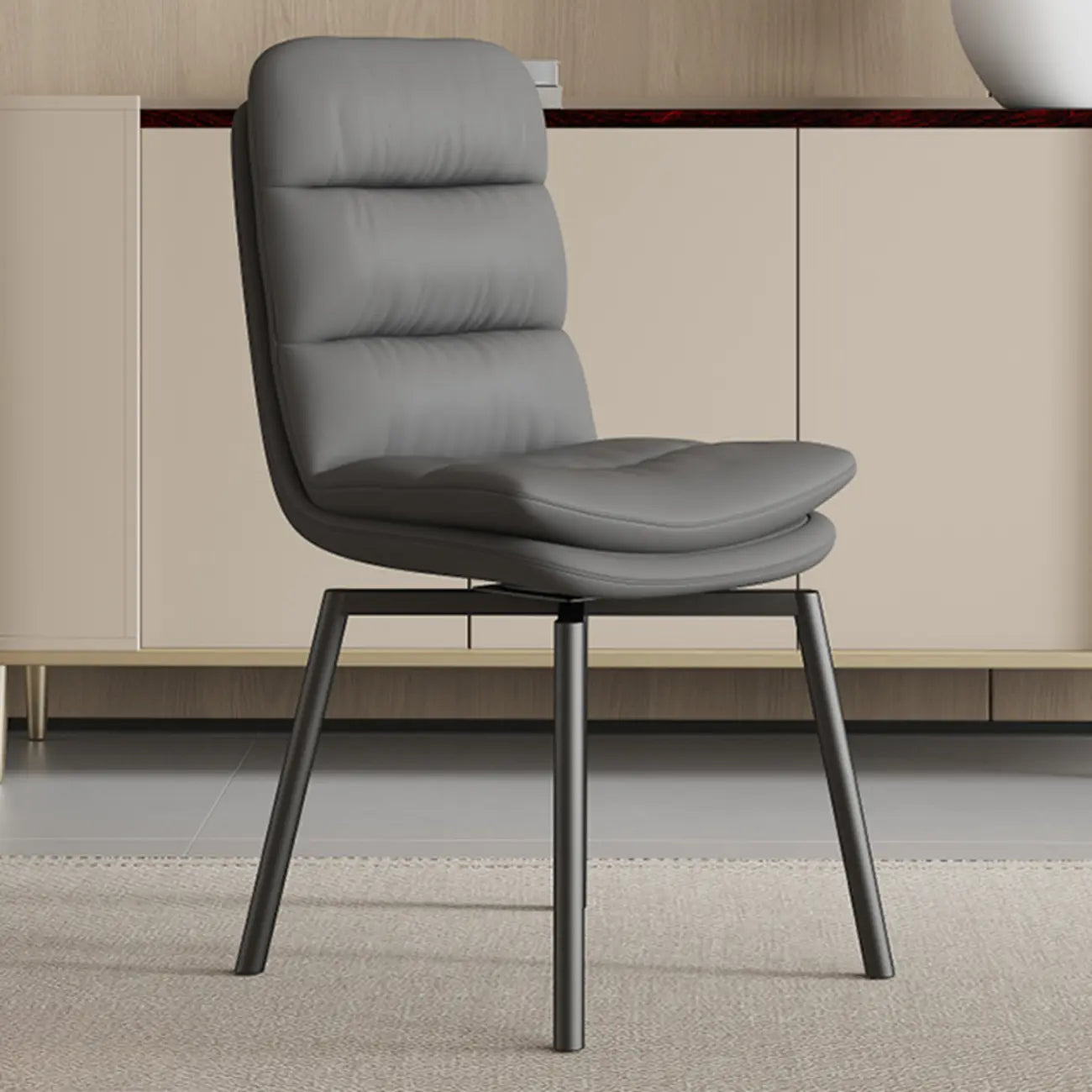 Art Deco Faux Leather Swivel Dining Chair