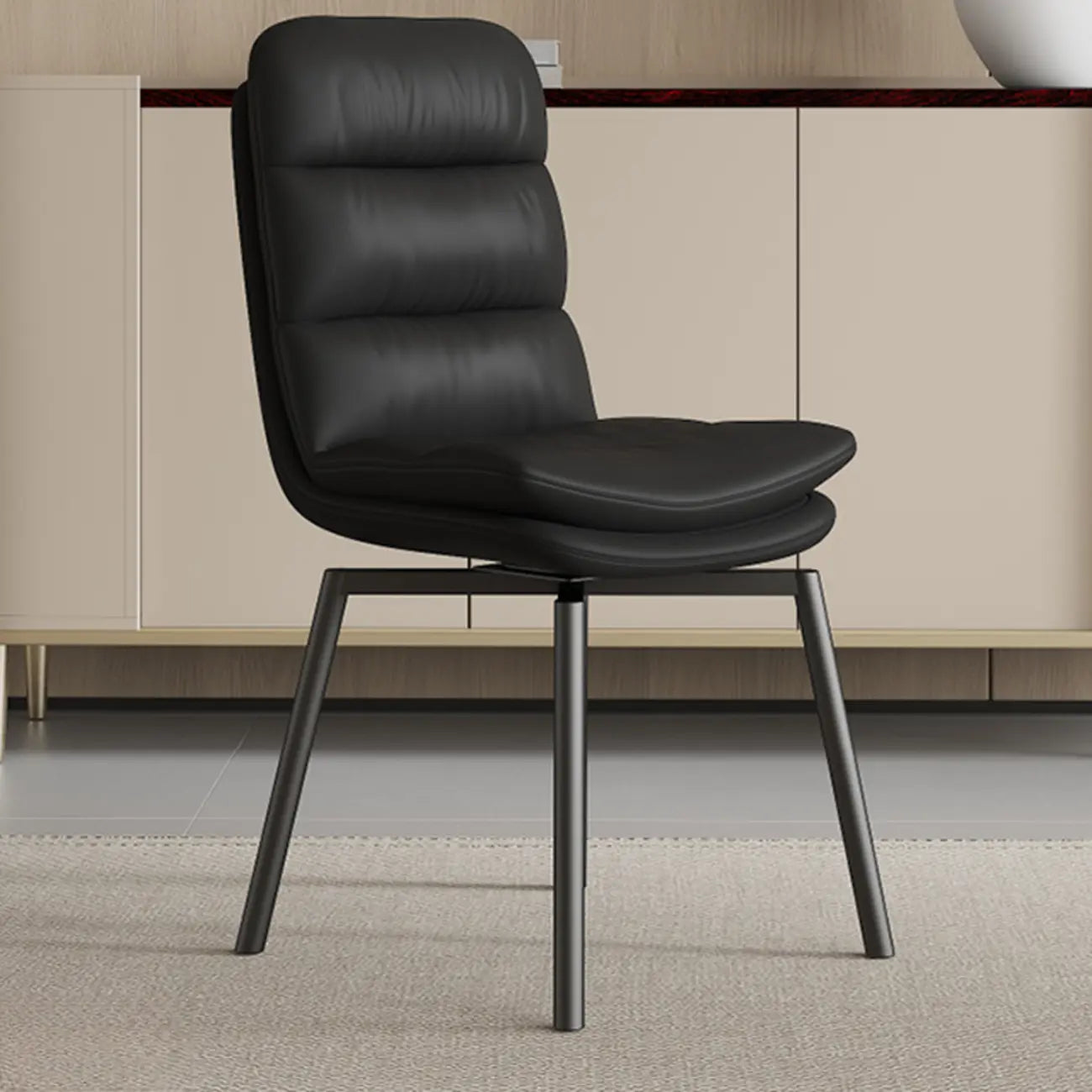Art Deco Faux Leather Swivel Dining Chair