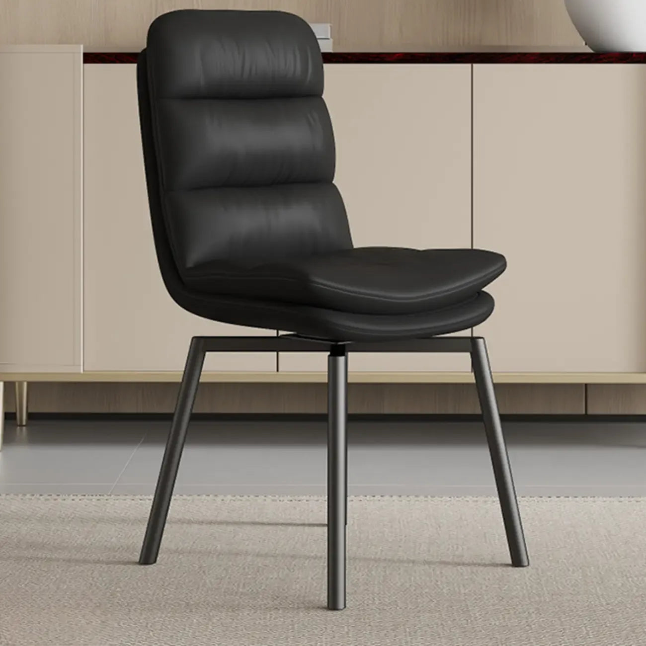 Art Deco Faux Leather Swivel Dining Chair