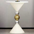 Glam White Stone Stump Base Round Side Table