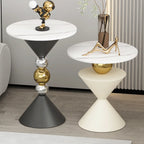 Glam White Stone Stump Base Round Side Table
