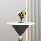 Glam White Stone Stump Base Round Side Table