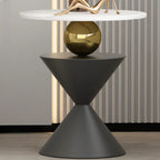 Glam White Stone Stump Base Round Side Table