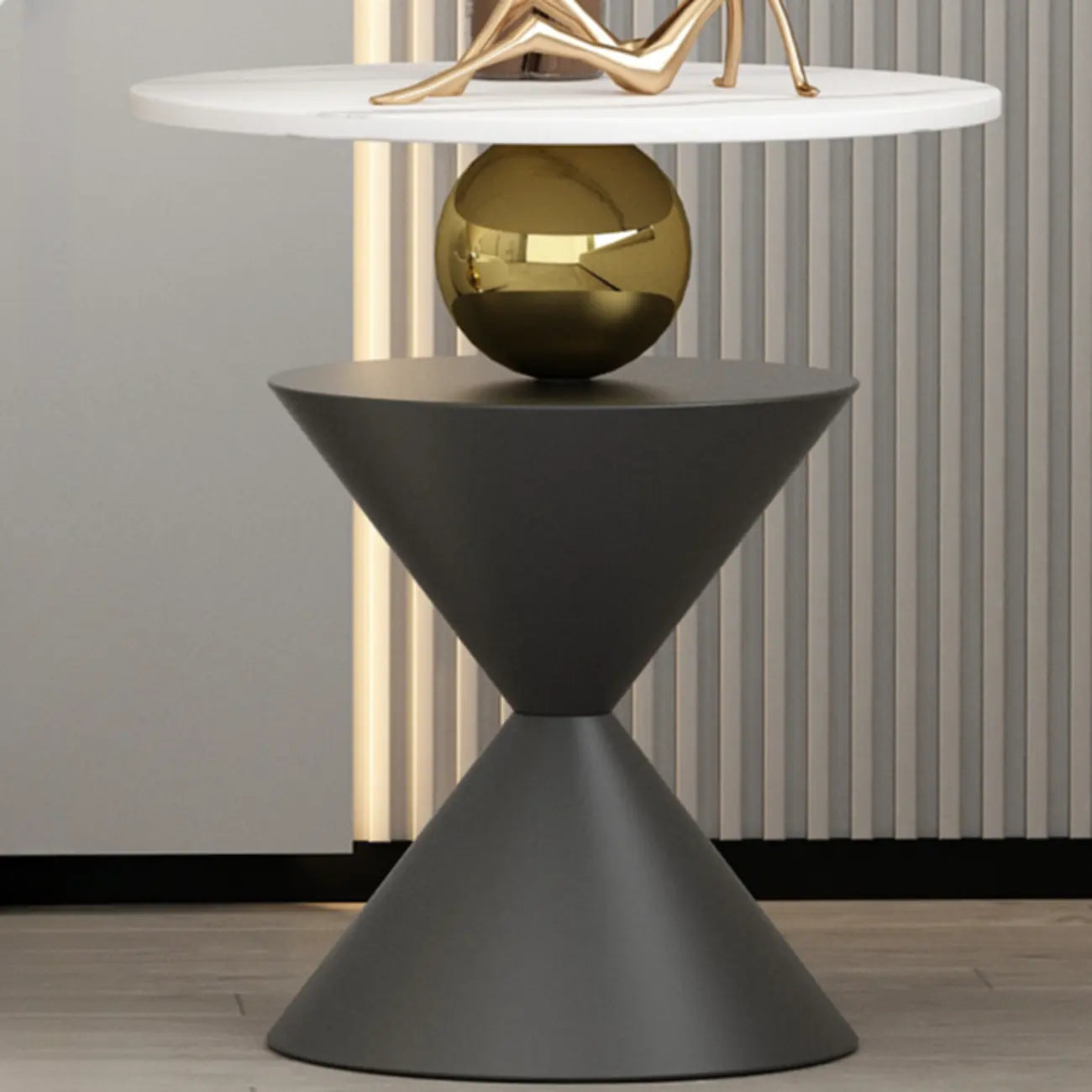 Glam White Stone Stump Base Round Side Table