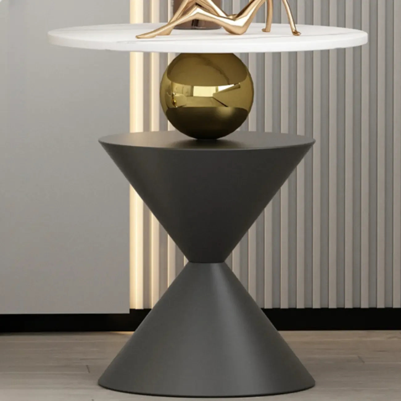 Glam White Stone Stump Base Round Side Table