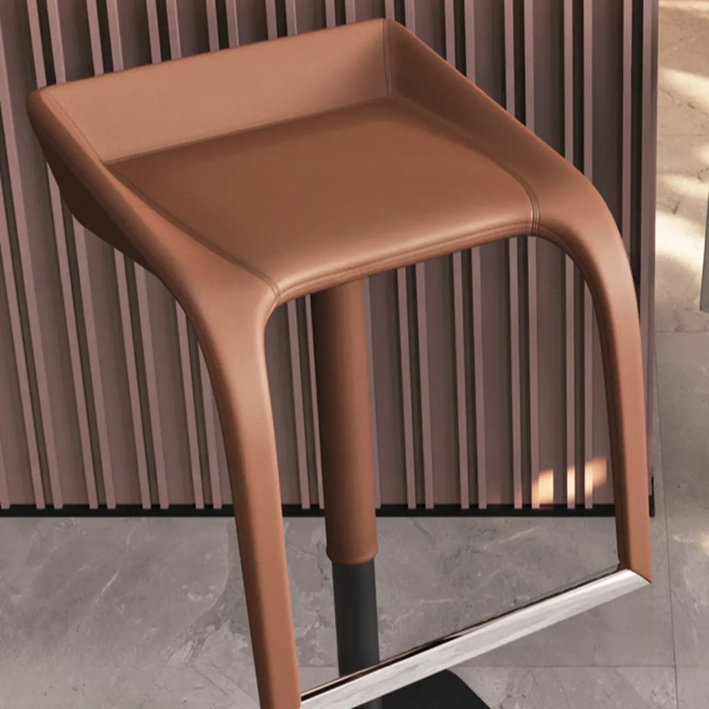 Modern Rectangle Backless Leather Adjustable Swivel Bar Stools