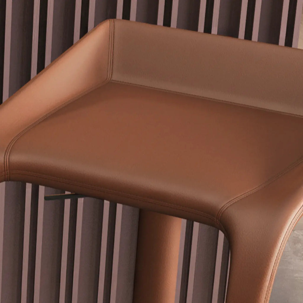 Modern Rectangle Backless Leather Adjustable Swivel Bar Stools