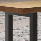 Natural Finish Rectangular Wood Metal Long Trestle Bar Table